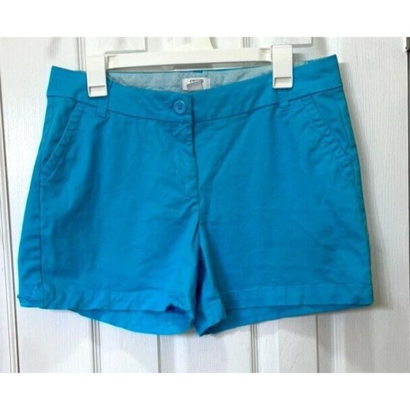 Crown & Ivy shorts women size 8 Caroline chino aqua beach Summer nice condition - Picture 1 of 3